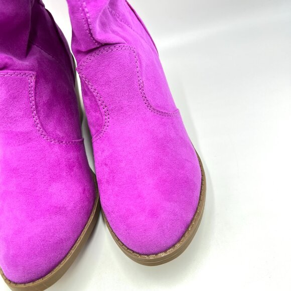 Qupid Womens Size 6 Fuchsia Pink Vegan Suede Western Style Boots - Picture 4 of 11